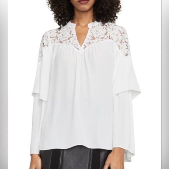 BCBG max azria lace details Khali blouse white XXS / small - Picture 1 of 8